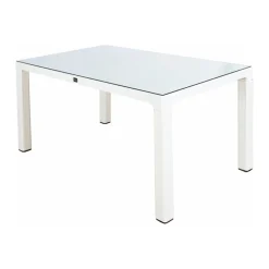 Tavolo moderno da giardino esterno bar dehors con vetro 150x90cm bianco Teodoro