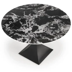 Tavolo rotondo 120cm moderno effetto marmo nero Anul
