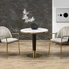 Tavolo rotondo moderno 79x74cm marmo bianco nero oro Barbera