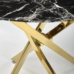 Tavolo rotondo moderno 100x73cm marmo nero oro Onorato