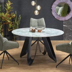 Tavolo rotondo 135x135cm moderno marmo verde nero Marmolada