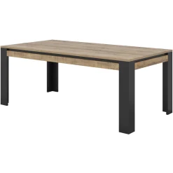 Tavolo 195x100 cm moderno rovere rustico nero Ilyssa