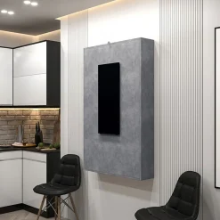 Tavolo 135x203cm a scomparsa moderno rettangolare cemento nero Hope