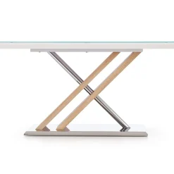 Tavolo 160x90cm da pranzo in vetro bianco acciaio cromato Mango Gihome®