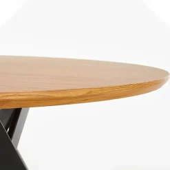 Tavolo 120x120cm da pranzo rotondo rovere miele acciaio nero Edessa