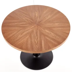 Tavolo 100x100cm da pranzo rotondo moderno noce acciaio nero Lukla