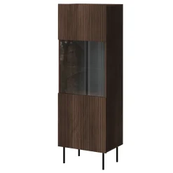 Vetrina alta 60x183h cm 1 anta 2 vani a giorno noce cannettato Gabiot