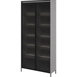 Vetrina alta 92x196h cm 2 ante led grigio nero Camelia