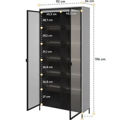 Vetrina alta 92x196h cm 2 ante led grigio nero Camelia