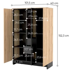 Vetrina bassa 102x152h cm 2 ante 2 cassetti interni  rovere nero Alabaster