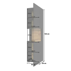 Vetrina sospesa 36x140h cm da parete nero rovere Fusion