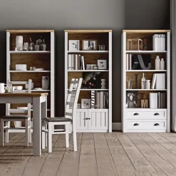 Vetrina 50x198h cm 1 anta 1 cassetto soggiorno bianco frassinato rovere Provenza