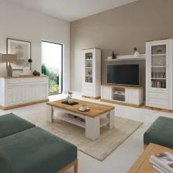 Vetrina 73x204h cm 1 anta 2 cassetti soggiorno bianco frassinato rovere Islen