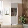 Vetrina 56X185h cm 1 anta 2 vani con frontali cannettati beige Ziggy