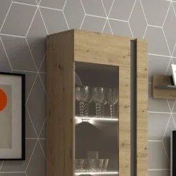 Vetrina 60x194h cm 1 anta soggiorno rovere antracite Noa Gihome®