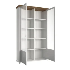 Vetrina 126x200h cm 2 ante soggiorno bianco frassinato rovere Texel