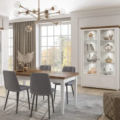 Vetrina 126x200h cm 2 ante soggiorno bianco frassinato rovere Texel