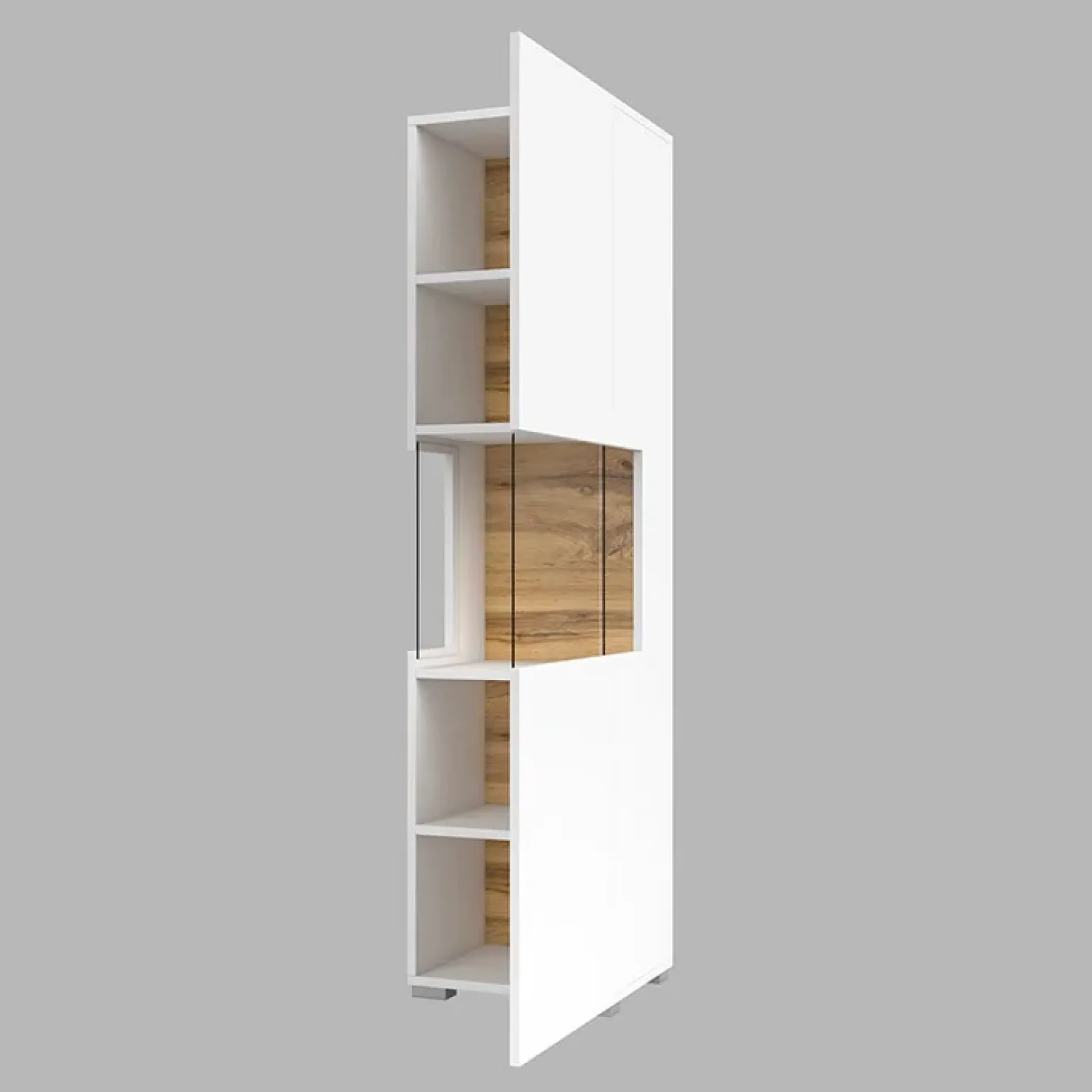 Vetrina 36x140h cm da parete bianco rovere Fusion