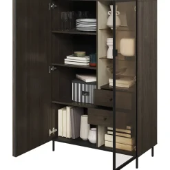 Vetrinetta bassa 92x144h cm 2 ante led wengè Blackwood