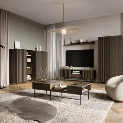 Vetrinetta bassa 92x144h cm 2 ante led wengè Blackwood