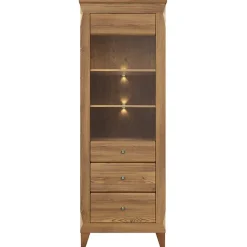 Vetrinetta 72x202h cm 1 anta 3 cassetti rovere scuro Lucca