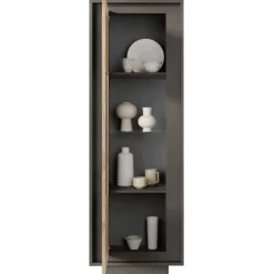 Vetrinetta 67x197h cm 1 anta moderna antracite rovere chiaro Deluxe