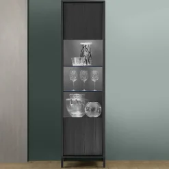 Vetrinetta 55x203h cm 1 anta moderna nero frassinato Absolut