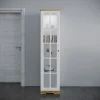 Vetrinetta 48x199h cm 1 anta shabby bianco lucido rovere Loira