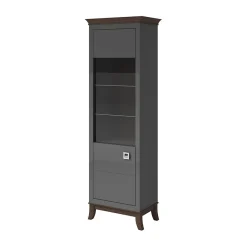 Vetrinetta 66x207h cm 1 anta soggiorno antracite lucido rovere scuro Umag