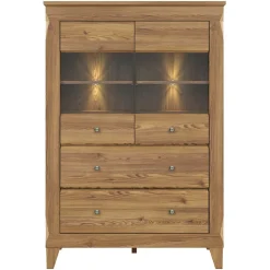 Vetrinetta 102x151h cm 2 ante 4 cassetti rovere scuro Lucca