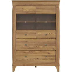 Vetrinetta 102x151h cm 2 ante 4 cassetti rovere scuro Lucca