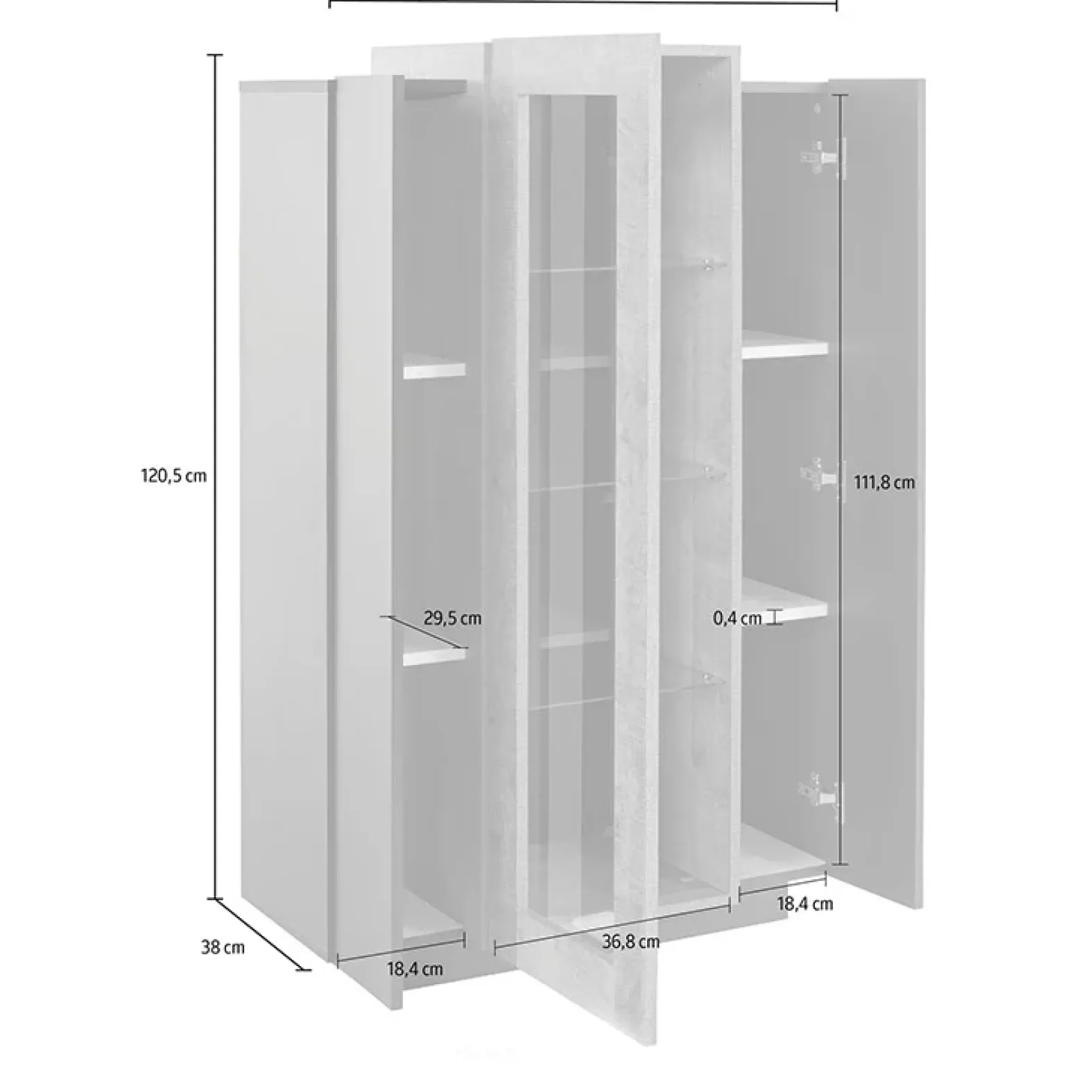 Vetrinetta 80x121h cm 2 ante antracite rovere Milos Gihome®