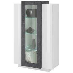 Vetrinetta 80x121h cm 2 ante bianco lucido nero opaco Milos Gihome®