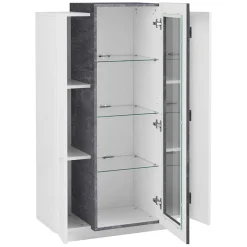 Vetrinetta 80x121h cm 2 ante bianco lucido nero opaco Milos Gihome®