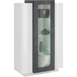 Vetrinetta 80x121h cm 2 ante bianco lucido nero opaco Milos Gihome®