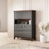 Vetrinetta 116x150h cm 2 ante moderna  antracite lucido rovere scuro Umag