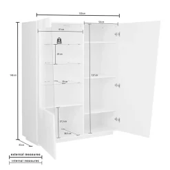Vetrinetta 120x146h cm 2 ante soggiorno bianco lucido Candia Gihome®