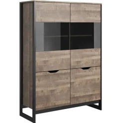 Vetrinetta 109x150h cm industrial 4 ante quercia scura ossido Sandy