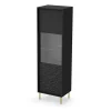 Vetrinetta 55x185h cm moderna soggiorno nero oro Osaka