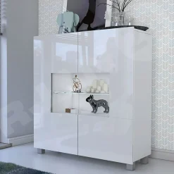 Vetrinetta 100x107h cm moderna  soggiorno bianco Corale