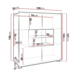 Vetrinetta 100x107h cm moderna  soggiorno bianco Corale